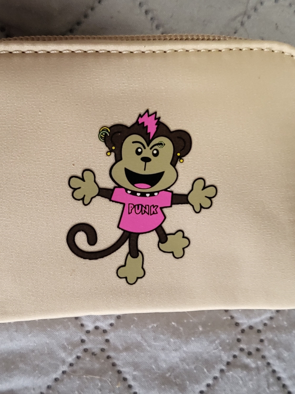 Kids Punk Monkey Zip Pouch - Pink